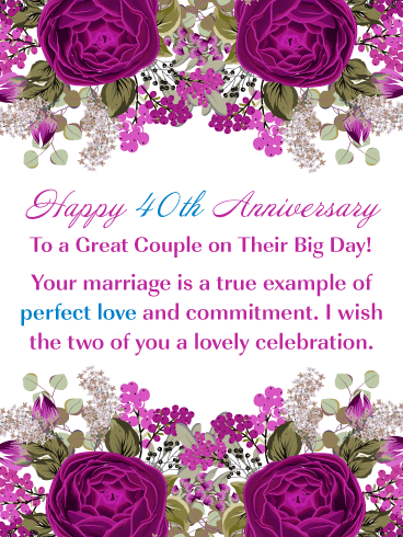 Beautiful Roses – Happy 40th Milestone Anniversary Card for Couple