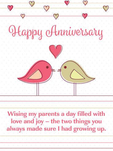 Love Birds – Happy Anniversary Card for Parents