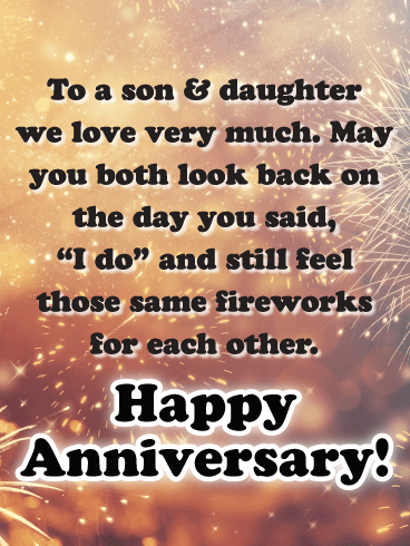 The Long-lasting Sparks - Happy Anniversary Card for Son and Daughter