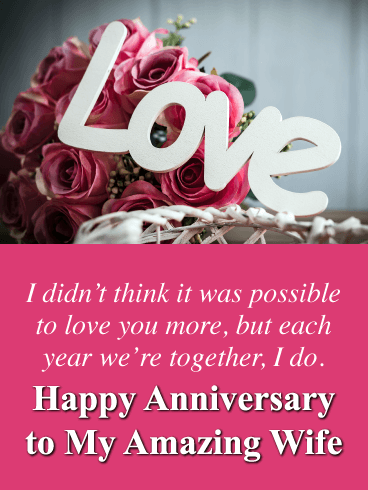 Love You More - Happy Anniversary Card for Wife