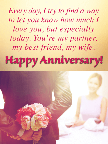 My Partner, Best Friend, Wife - Happy Anniversary Card for Wife