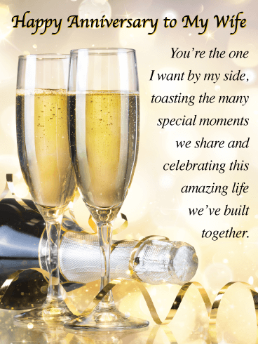 Toasting the Many Special Moments - Happy Anniversary Card for Wife