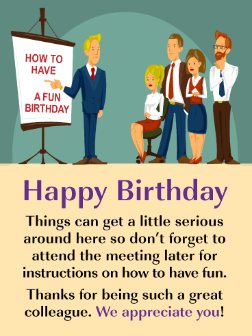 Birthday Instructions - Happy Birthday Card for Colleague