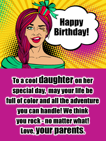 Pop Art Princess- Happy Birthday Card for Daughter from Parents