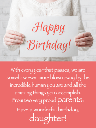 Proud of You- Happy Birthday Card for Daughter from Parents