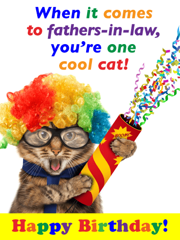 One Cool Cat - Happy Birthday Card for Father-in-Law
