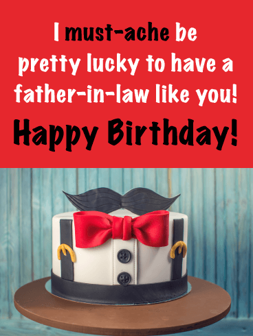Mustache be Lucky - Happy Birthday Card for Father-in-Law