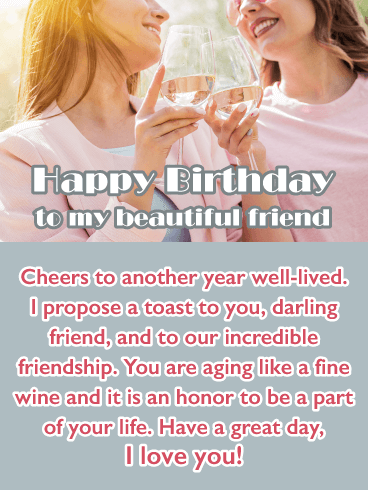 Cheers to Friendship - Happy Birthday Wish Card for Friend