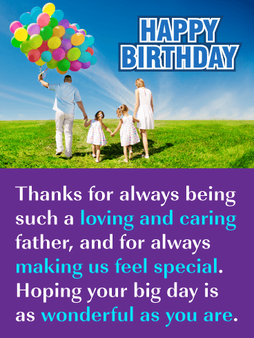 Colorful Balloons – Happy Birthday Card for Father from Us
