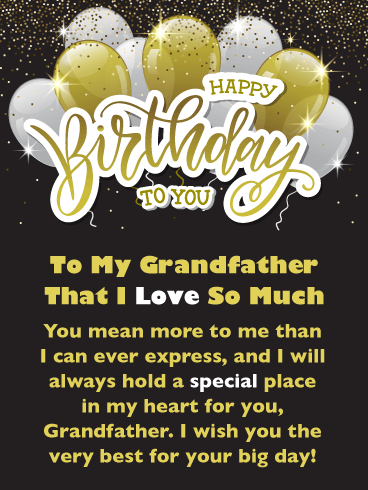 Golden Balloons – Happy Birthday Card for Grandfather