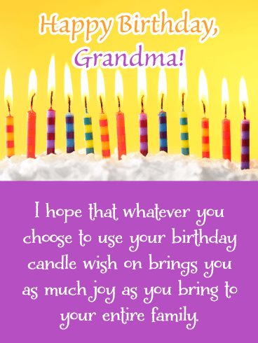 Birthday Candle Wishes- Happy Birthday Card for Grandma