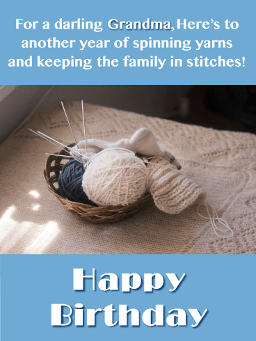Knitting Jokes- Happy Birthday Card for Grandma