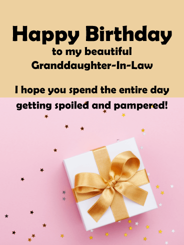 Pink and Gold Present - Happy Birthday Card for Granddaughter-In-Law