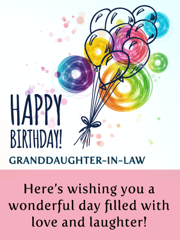 Doodle Balloons - Happy Birthday Wishes Card for Granddaughter-In-Law