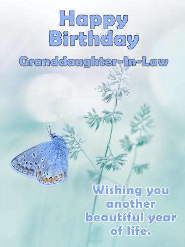 Blue Butterfly - Happy Birthday Card for Granddaughter-In-Law