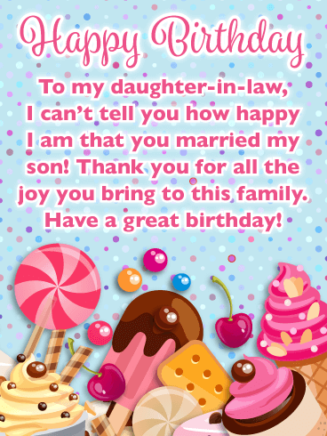 Sweet Treats - Happy Birthday Card for Daughter-in-Law