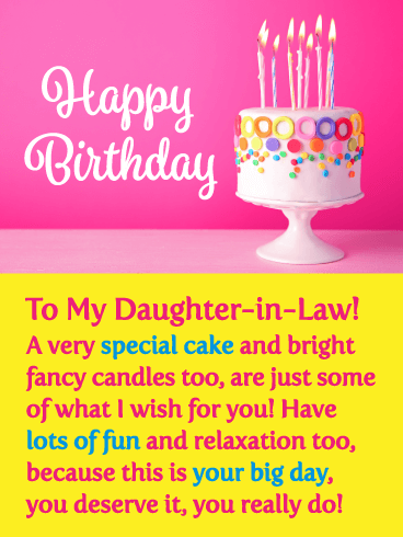 A Special Cake - Happy Birthday Card for Daughter-in-Law