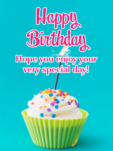 Sparkling Cupcake -  Happy Birthday Card