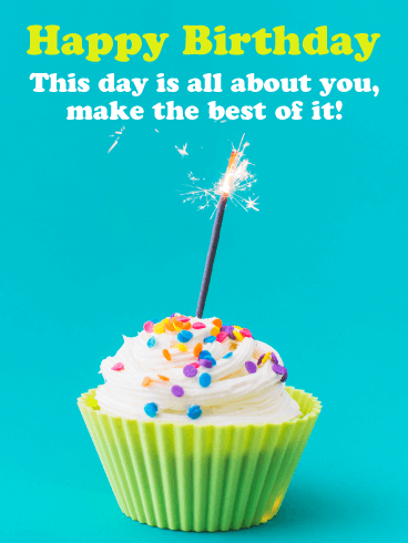 Fabulous Sparkling Cupcake - Happy Birthday Card