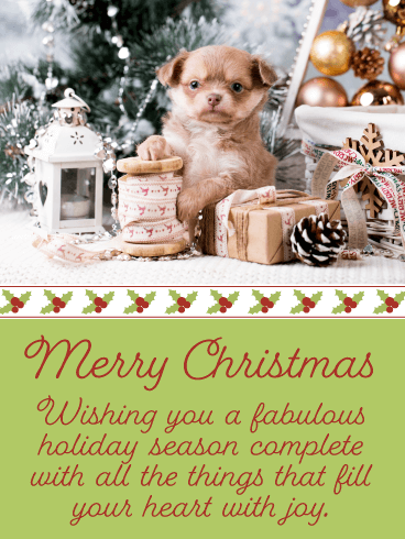 Beautiful Holiday Puppy - Merry Christmas Card for Everyone