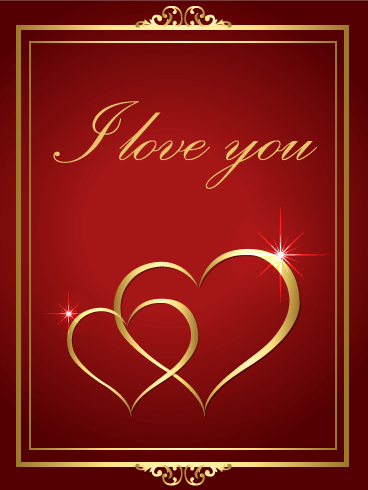 Elegant Golden Heart Love Greeting Card