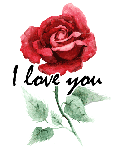 Water Paint Rose Love Card