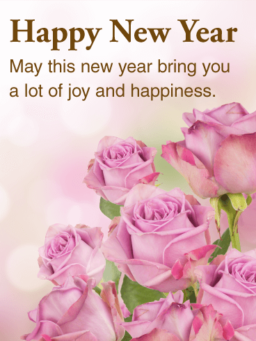 Beautiful Pink Rose Happy New Year Card