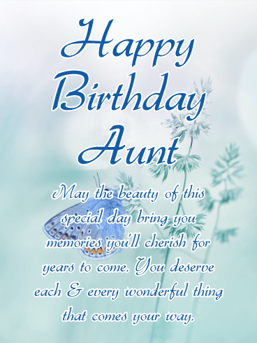 Grace Butterfly Happy Birthday Card for Aunt