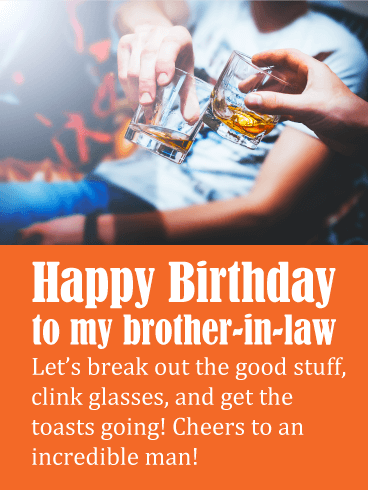 Clinking Glasses - Happy Birthday Card for Brother-in-Law