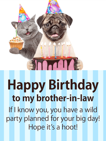 Party Animalz- Happy Birthday Card for Brother-in-Law