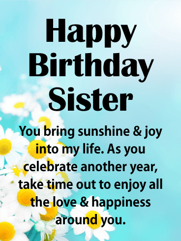 You Bring Sunshine! Happy Birthday Card for Sister