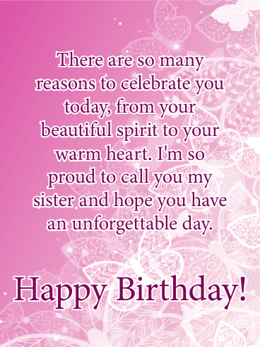 I'm Proud! Happy Birthday Card for Sister